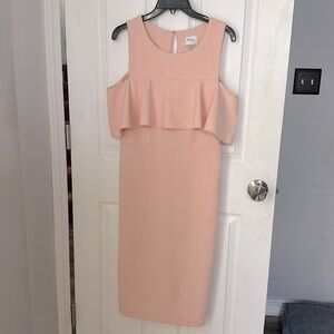 Pale pink sleeveless dress. beige by eci brand. excellent condition